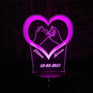 Personalized Heart Shape LED Acrylic Lamp – Custom Couple Names & Date Night Light