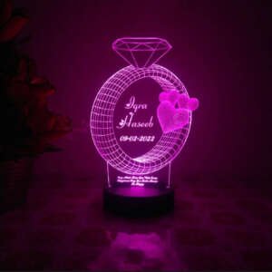 Personalized Ring Shape LED Acrylic Lamp – Custom Couple Names & Date Night Light